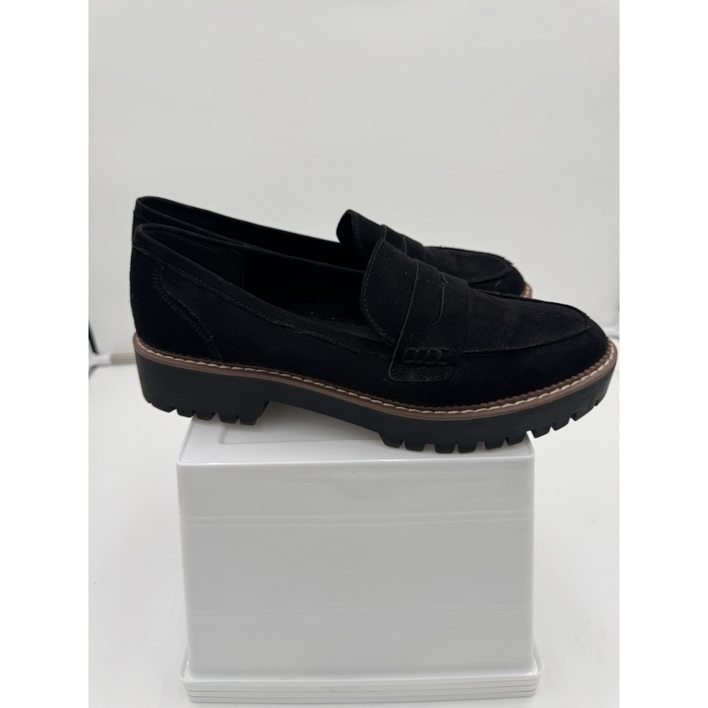 Jellypop Paris Women's Sz 11m Chunky Black Suede Platform Loafers Lug Sole - Picture 2 of 7